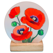 Load image into Gallery viewer, Wooden Tea Light Candle Holder with Poppy Design