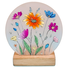 Load image into Gallery viewer, Wooden Tea Light Candle Holder with Wildflower Design