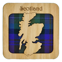 Load image into Gallery viewer, Square Wooden Coaster with Scotland Map