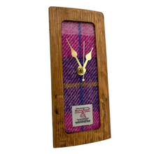 Load image into Gallery viewer, Small Clock Gift made from recyled whisky barrels and centre Tweed Clock Face
