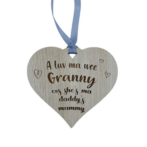 Wooden heart plaque with Granny engraved Design