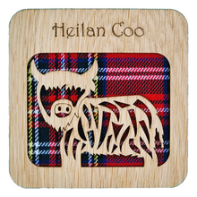 Load image into Gallery viewer, Square Wooden Coaster with Highland Cow