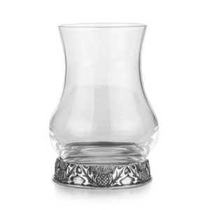 Glass Whisky tasting Glass with pewter Thistle Design