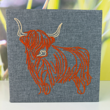 Load image into Gallery viewer, Highland Cow Embroidered Canvas