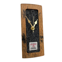 Load image into Gallery viewer, Small Clock Gift made from recyled whisky barrels and centre Tweed Clock Face