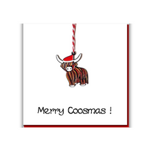 Load image into Gallery viewer, Christmas Highland Coo Enamel Charm Card