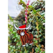 Load image into Gallery viewer, Christmas Highland Coo Enamel Charm Card