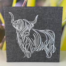 Load image into Gallery viewer, Highland Cow Embroidered Canvas