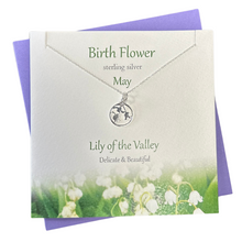 Load image into Gallery viewer, May Birth flower Lily of Valley silver necklace | The Silver Studio Scotland