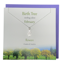 Load image into Gallery viewer, February Birth Tree Rowan silver necklace | The Silver Studio Scotland