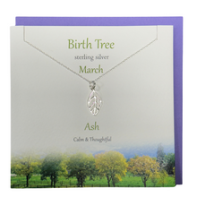 Load image into Gallery viewer, March Birth Tree Ash silver necklace | The Silver Studio Scotland