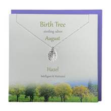 Load image into Gallery viewer, August Birth Tree Hazel silver necklace | The Silver Studio Scotland