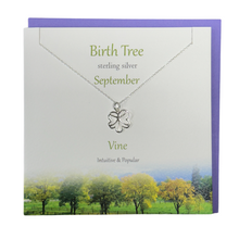 Load image into Gallery viewer, September Birth Tree Vine silver necklace | The Silver Studio Scotland