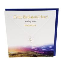 Load image into Gallery viewer, November Celtic Birthstone Citrine crystal silver necklace | The Silver Studio Scotland