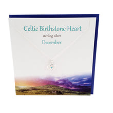 Load image into Gallery viewer, December Celtic Birthstone Turquoise crystal silver necklace | The Silver Studio Scotland