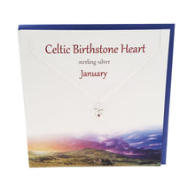 Load image into Gallery viewer, January Celtic Birthstone Garnet crystal silver necklace | The Silver Studio Scotland
