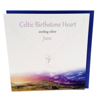 Load image into Gallery viewer, June Celtic Birthstone Pearl crystal silver necklace | The Silver Studio Scotland