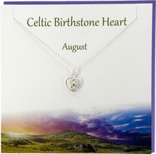 Load image into Gallery viewer, August Celtic Birthstone Peridot crystal necklace | The Silver Studio Scotland