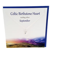 Load image into Gallery viewer, September Celtic Birthstone Sapphire crystal silver necklace | The Silver Studio Scotland