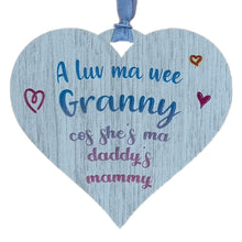 Load image into Gallery viewer, Wooden heart plaque with Granny engraved Design
