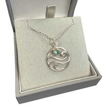 Load image into Gallery viewer, Coastal Blue Sterling Silver pendant featuring a blue crystal from Glenna Jewellery