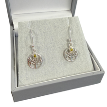 Load image into Gallery viewer, Forest Green Sterling Silver drop earrings featuring a green crystal from Glenna Jewellery.