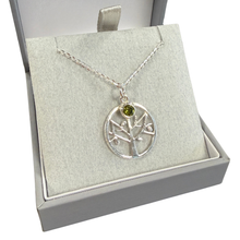 Load image into Gallery viewer, Forest Green Sterling Silver pendant featuring a green crystal from Glenna Jewellery.