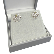 Load image into Gallery viewer, Forest Green Sterling Silver stud earrings featuring a green crystal from Glenna Jewellery.