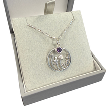 Load image into Gallery viewer, Highland Garden Sterling Silver pendant featuring a purple crystal from Glenna Jewellery.