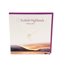 Load image into Gallery viewer, Love Scottish Highlands silver heart necklace | The Silver Studio Scotland