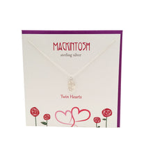 Load image into Gallery viewer, Mackintosh Inspired Twin Hearts silver necklace | The Silver Studio Scotland