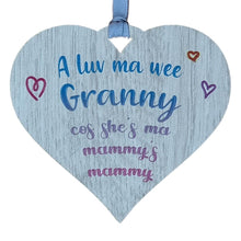 Load image into Gallery viewer, Wooden heart plaque with Granny engraved Design