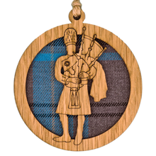 Load image into Gallery viewer, Round hanging plaque with a tartan background