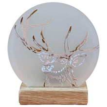 Load image into Gallery viewer, Wooden Tea Light Candle Holder with Stag Design