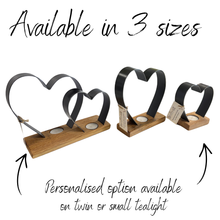 Load image into Gallery viewer, Medium Whisky Barrel Heart Tealight Holder