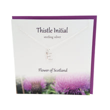 Load image into Gallery viewer, Thistle Initial 'E' silver necklace | The Silver Studio Scotland