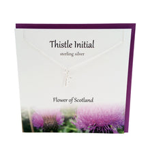 Load image into Gallery viewer, Thistle Initial 'F' silver necklace | The Silver Studio Scotland