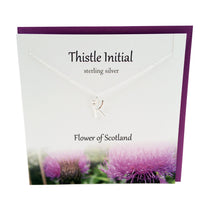 Load image into Gallery viewer, Thistle Initial 'K' silver necklace | The Silver Studio Scotland