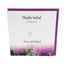 Load image into Gallery viewer, Thistle Initial 'S' silver necklace | The Silver Studio Scotland