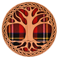 Load image into Gallery viewer, Round Wooden Mug Caoster with Tree of Life Design
