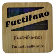 Load image into Gallery viewer, Fuctifano wooden coaster with tartan background