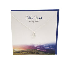Load image into Gallery viewer, Celtic Heart Blue Crystal silver necklace