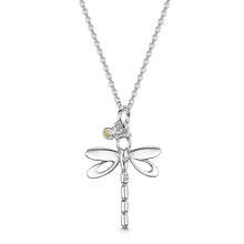 Load image into Gallery viewer, Dragonfly silver pendant with Amber Crystal| Glenna Jewellery Scotland