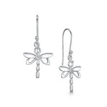 Load image into Gallery viewer, Dragonfly silver drop earrings small| Glenna Jewellery Scotland