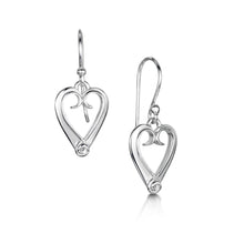 Load image into Gallery viewer, Celtic Eternal Heart Silver drop earrings | Glenna Jewellery Scotland