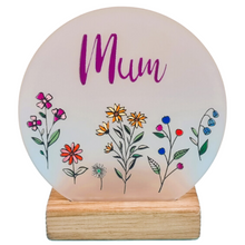Load image into Gallery viewer, Wooden Tea Light Candle Holder withMum Wildflowers Design