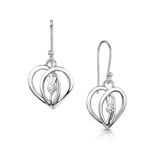 Load image into Gallery viewer, Scottish Thistle Heart silver drop earrings | Glenna Jewellery Scotland