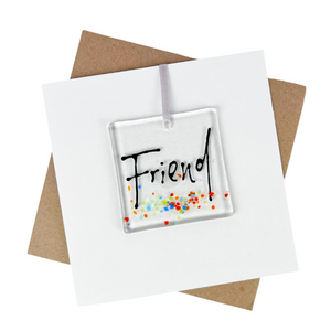 friend card with fused glass art decoration