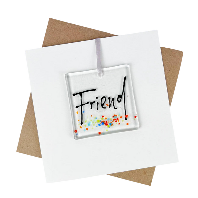 friend card with fused glass art decoration