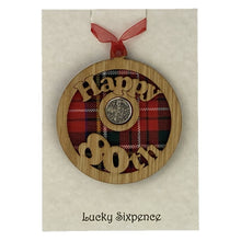 Load image into Gallery viewer, Happy 80th Lucky Sixpence Hanging Wooden Wall Plaque